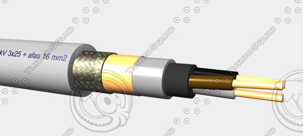 emc mbzh 0 6-1 3d model - EMC mbzh 0,6-1 kV 3x25 + afas16 mm2.max by Cable Master